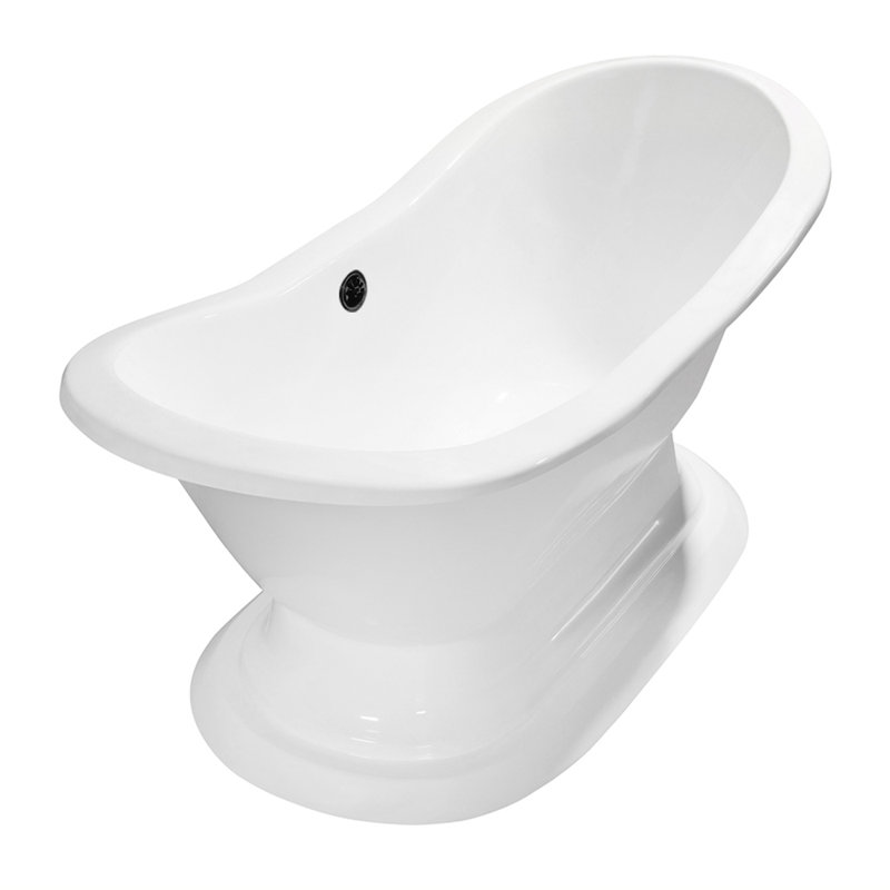 StreamlineBath 72" x 31" Freestanding Soaking Porcelain Enameled Cast